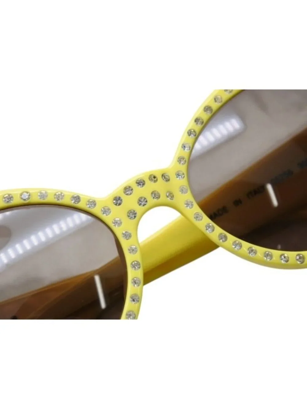 Chanel Oval Sunglasses Eyewear CC Logo Rhinestone Yellow